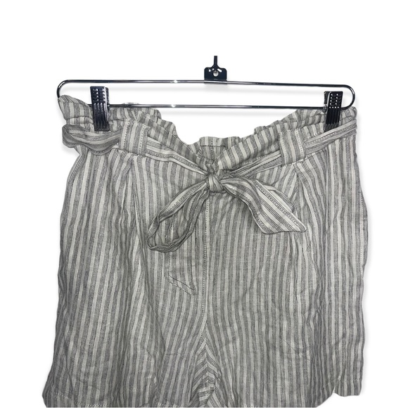 MAX STUDIO White and Black Stripe Linen Blend Paper Bag Shorts S NWT - Picture 6 of 12